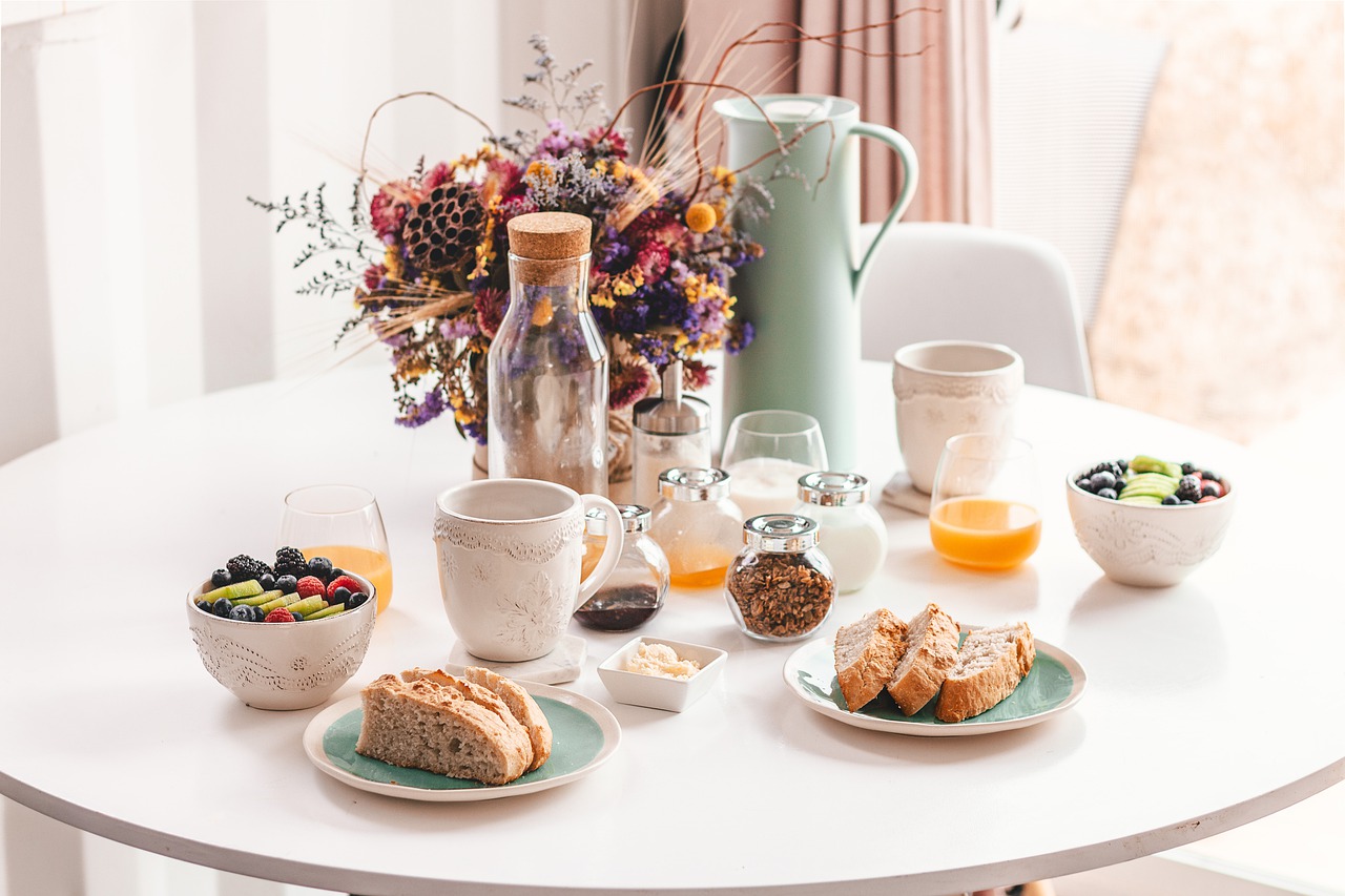 What a lovely breakfast! Breakfast laid out on a table