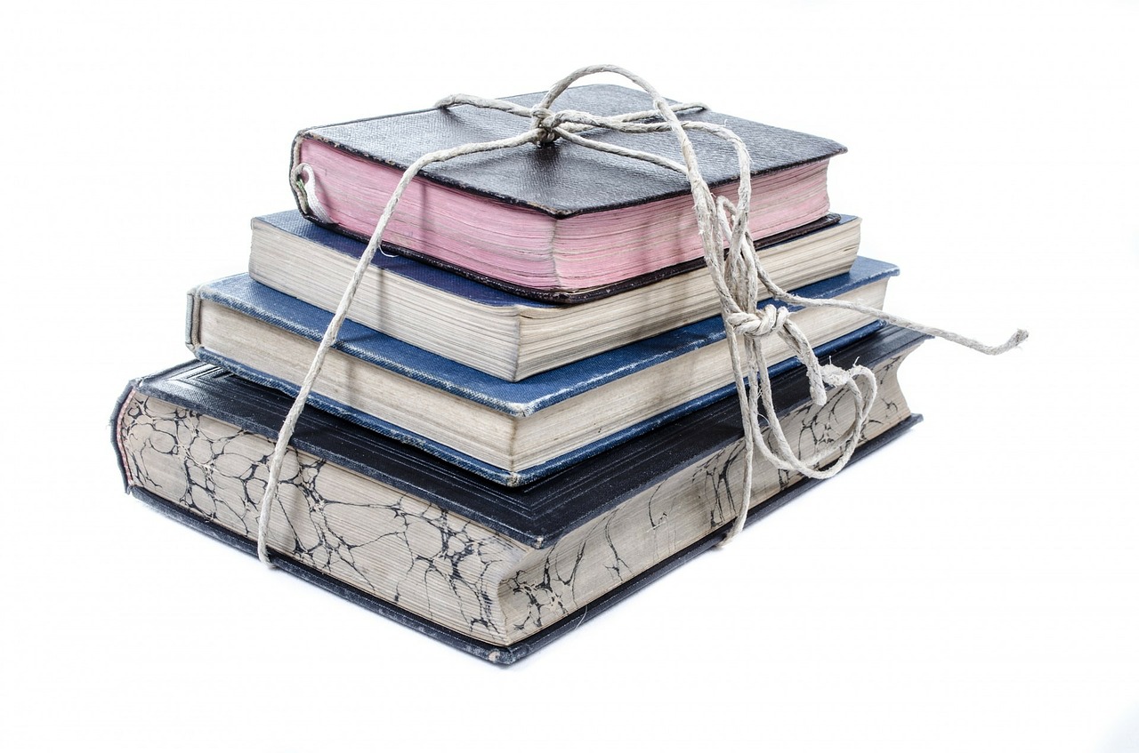 Hit the books! Stack of books tied with twine