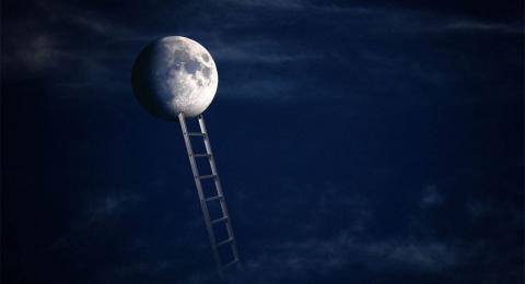 Ladder reaching to the moon