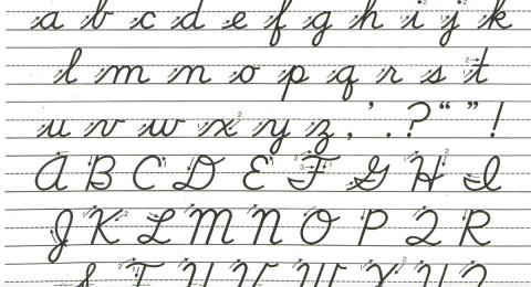 Cursive handwriting teaching alphabet