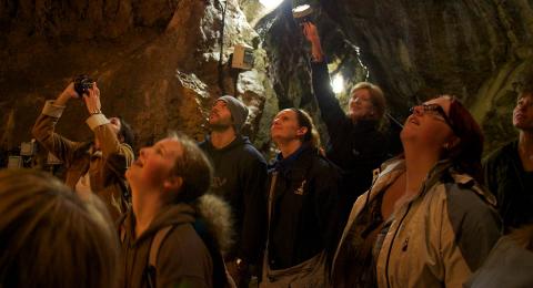 Tourists inside a cave