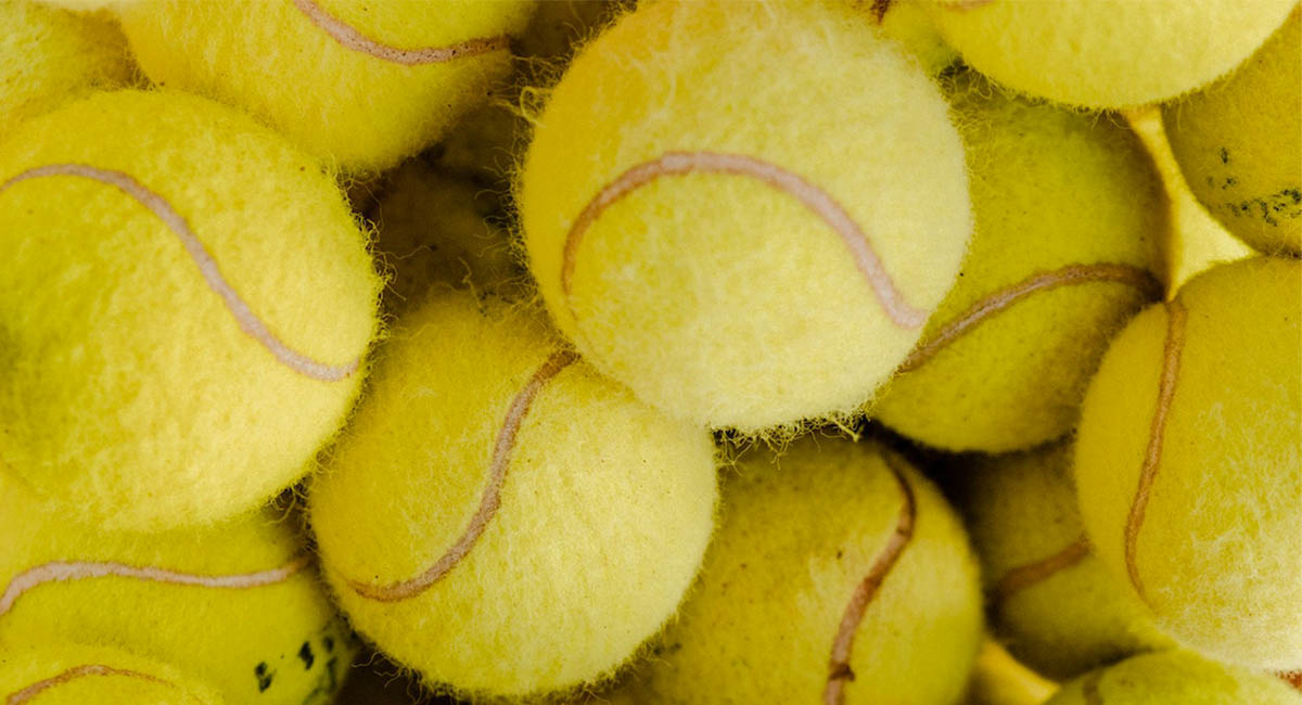 close-up of tennis balls