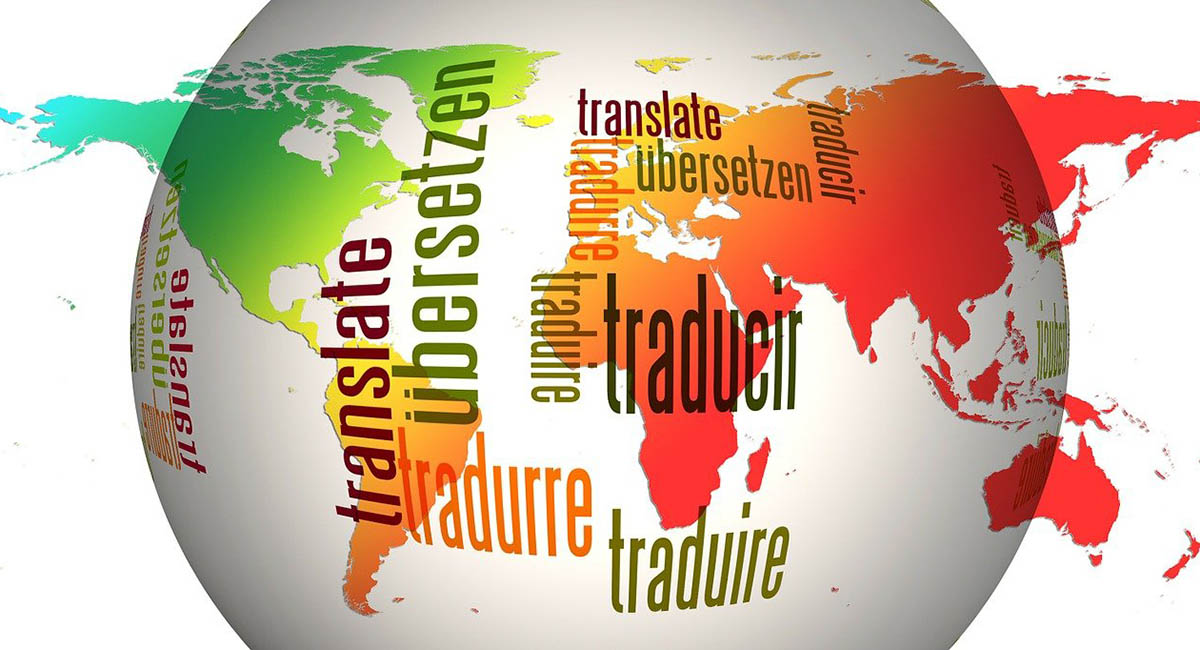 globe with word "translate" in different languages